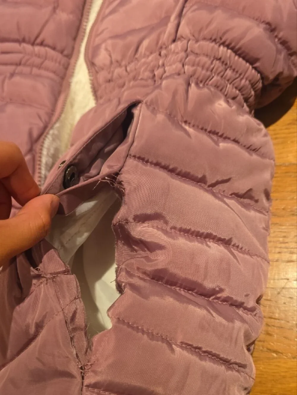 Steve Madden Girls' Lavender Hooded Puffer Coat with Sherpa Lining